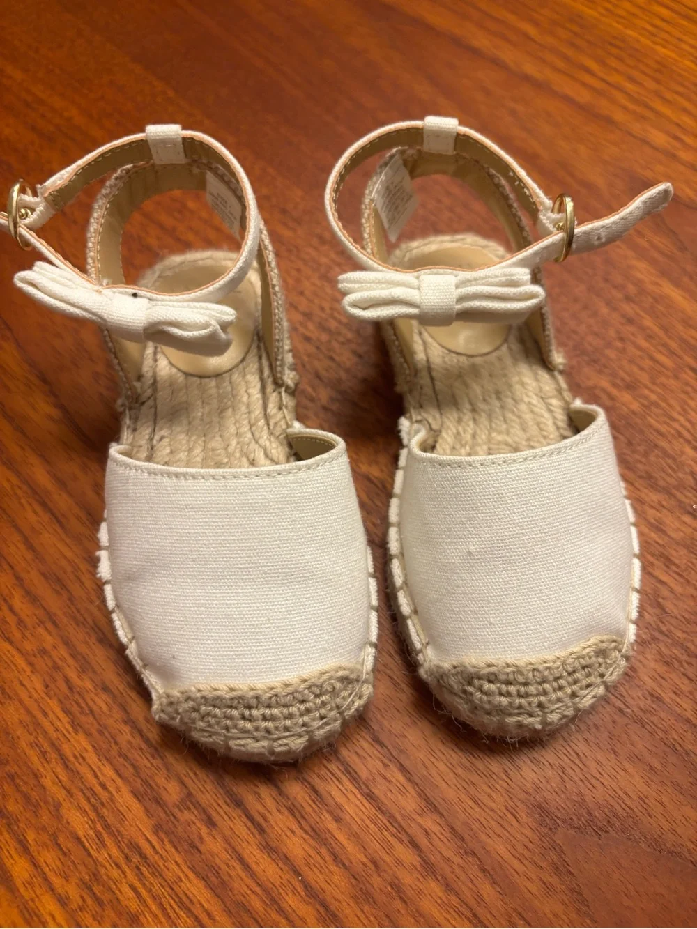 Janie and Jack Cream Canvas Bow Espadrille Sandals